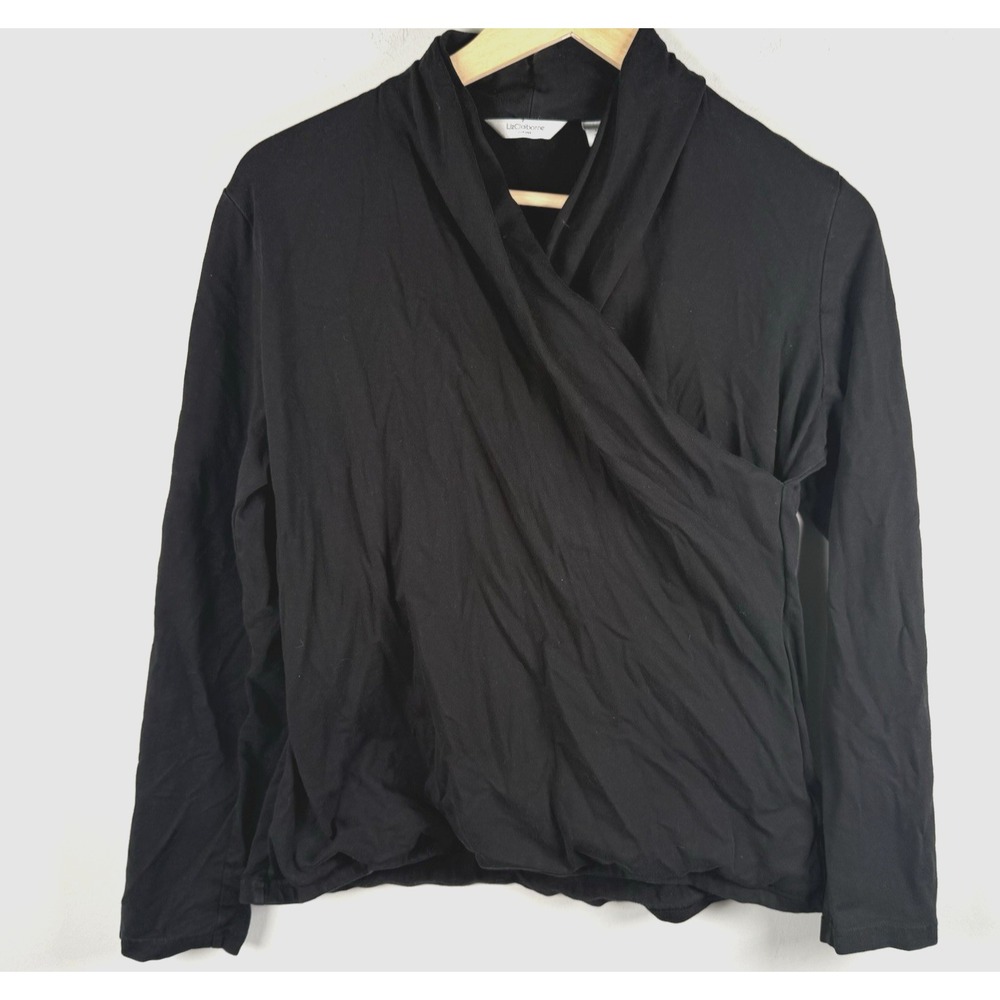 Liz Claiborne Womens Faux Wrap V-Neck Long Sleeve Blouse Top Pima Cotton Sz‎ L